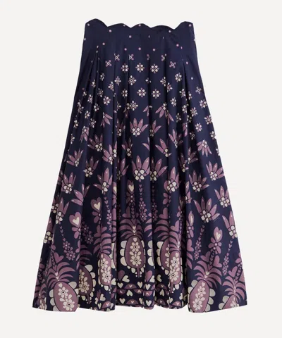Farm Rio Women's Dark Blue Ainika Martina Midi-skirt In Multi