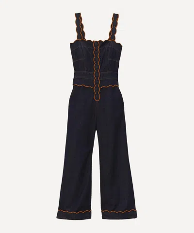 Farm Rio Women's Denim Cloud Sleeveless Jumpsuit