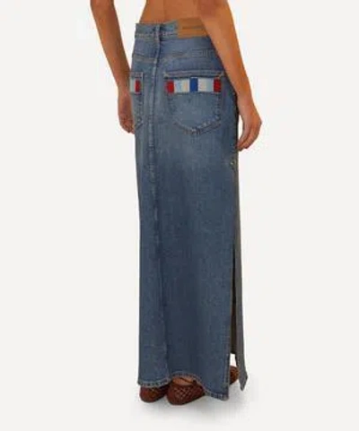 Farm Rio Women's Denim Side Slit Maxi Skirt