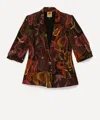 Farm Rio Women's Elephants Brown Short Sleeve Blazer In Multi