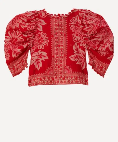 Farm Rio Women's Flora Tapestry Red Blouse
