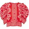 FARM RIO WOMEN'S FLORA TAPESTRY RED BLOUSE
