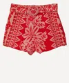Farm Rio Flora Floral Cotton Shorts In Red