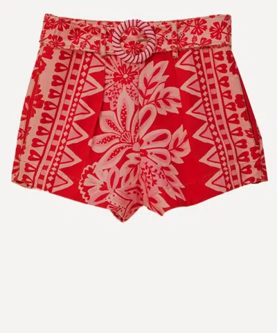 FARM RIO FARM RIO WOMEN'S FLORA TAPESTRY RED SHORTS