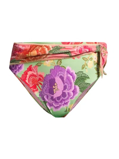 Farm Rio Women's Flower Scarves Bikini Bottom In Flower Scarves Multi