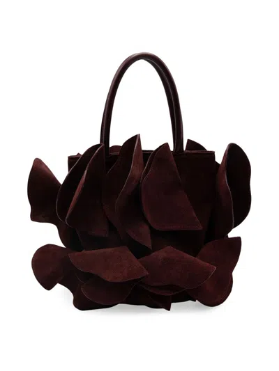 Farm Rio Women's Flower Suede Bag In Burgundy