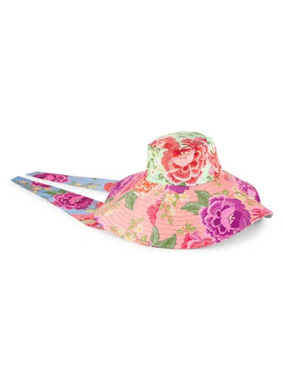 Farm Rio Women's Flowers Tie-strap Sun Hat In Neutral