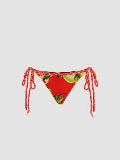 Farm Rio Women's Fruit Tie Bikini Bottom In Red