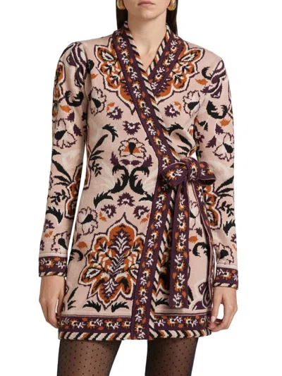Farm Rio Women's Glam Tapestry Knit Wrap Minidress