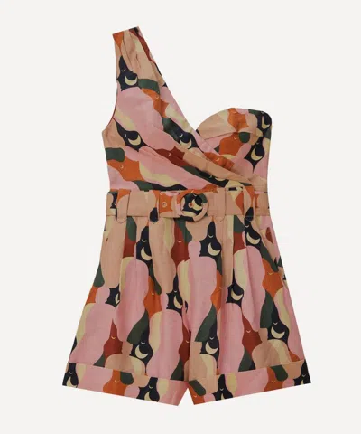 Farm Rio Women's Kiss Multicolour One-shoulder Romper