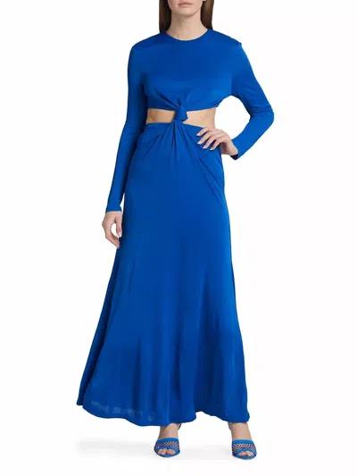 Farm Rio Women's Knot Cut Out Maxi Dress In Medium Blue