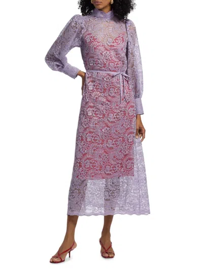 Farm Rio Women's Lace Tie-waist Midi-dress In Purple
