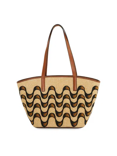 Farm Rio Women's Large Wave Raffia Basket Tote Bag