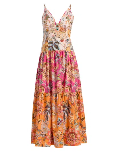 Farm Rio Women's Ligia Floral Tiered Maxi Dress In Multi