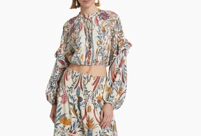 FARM RIO FARM RIO WOMEN'S LONG SLEEVE BLOUSE, ROMANTIC LIGHTNESS CREAM