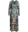 Farm Rio Blue Pineapple Ikat Lenzing Ecovero Viscose Maxi Dress In Multi