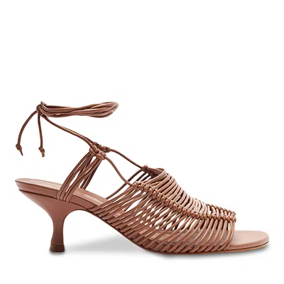 Farm Rio Women's Macrame Ankle Tie Sandals In Brown