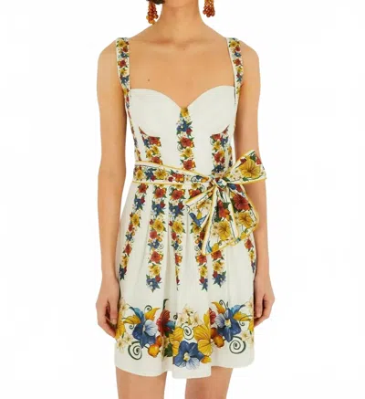 Farm Rio Women's Martha Sunlit Garden Corset Mini Dress In Multi In White