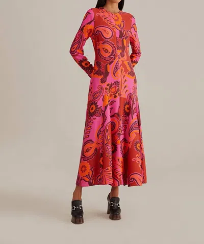 Farm Rio Pink Bold Floral Long Sleeve Maxi Dress In Multi