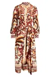 Farm Rio Tie Front Long Sleeve Shirtdress In Multi