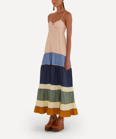 Farm Rio Braided Straps Panelled Maxi Dress In Multi