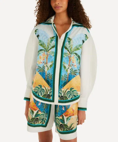 Farm Rio Women's Multicolor Rio Mosaic Collared Shirt
