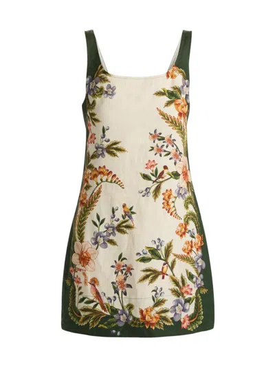 Farm Rio Women's Nature Sand Floral Linen Minidress In Multi