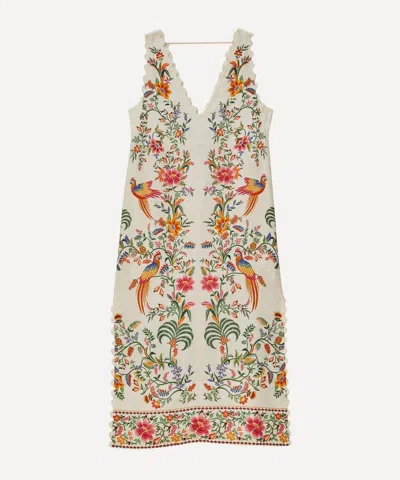 Farm Rio Women's Off-white Delicate Forest Linen Maxi Dress In Neutral