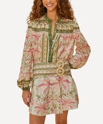 FARM RIO FARM RIO WOMEN'S OFF-WHITE PALM DREAM BLOUSE