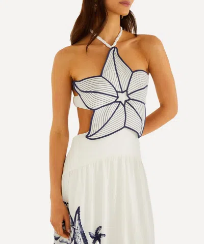 Farm Rio Women's Off-white Coast Stars Maxi Dress In Blue