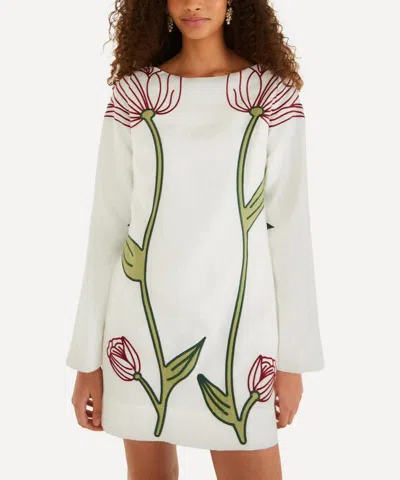 Farm Rio Women's Off-white Flower Long-sleeve Mini Dress