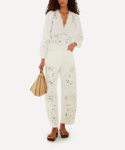 Farm Rio Women's Off-white Richelieu Long-sleeve Blouse