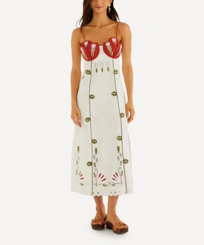 Farm Rio Women's Off-white Tulip Richilieur Midi Dress