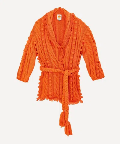 Farm Rio Women's Orange Braided Knit Cardigan