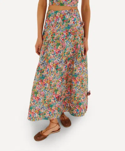 Farm Rio Women's Peasant Floral Off-white Butterflies Maxi Skirt In Multi