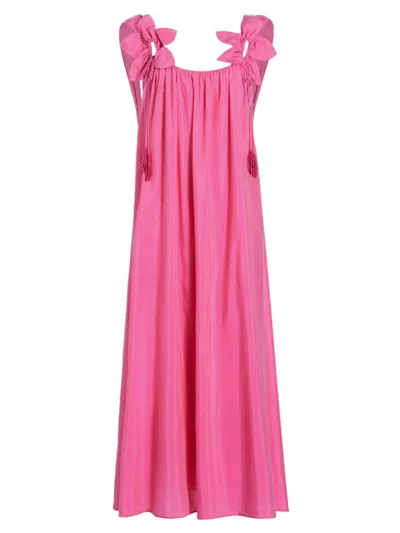 Farm Rio Floral Strap Cotton Blend Maxi Dress In Pink