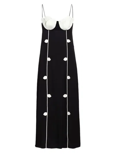 Farm Rio Women's Petal Sleeveless Maxi Dress In Black White