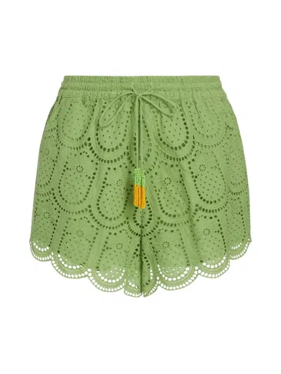 Farm Rio Women's Pineapple Eyelet Shorts In Green