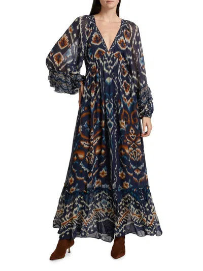 Farm Rio Women's Pineapple Ikat-inspired Maxi Dress In Multi