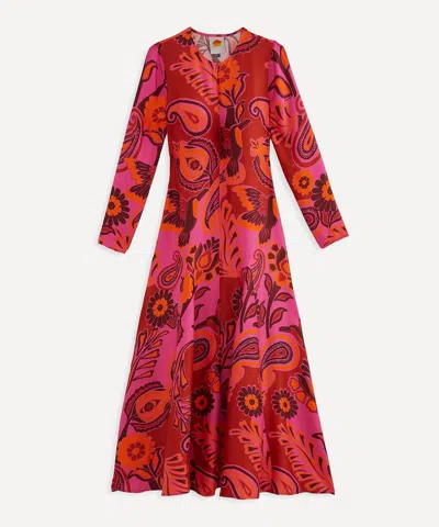 Farm Rio Women's Pink Bold Floral Maxi-dress