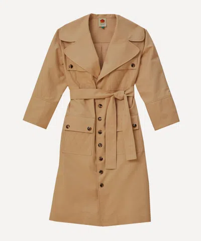 Farm Rio Women's Pockets Over Nude Trench Coat
