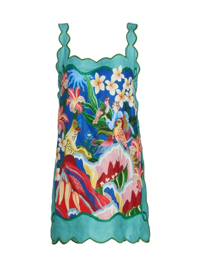 Farm Rio Women's Printed Scalloped Minidress In Multi