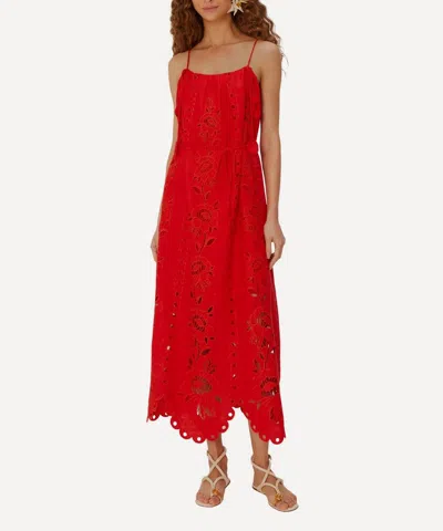 Farm Rio Red Flowers Richelieu Lenzing Ecovero Euroflax Maxi Dress