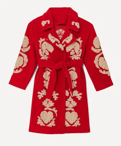 Farm Rio Women's Red Helen Fleece Coat