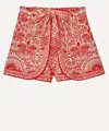 Farm Rio Tie-waist Floral-print Shorts In Red