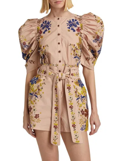 Farm Rio Women's Romantic Lightness Romper In White