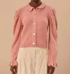Farm Rio Ruffled Cable-knit Cardigan In Pink