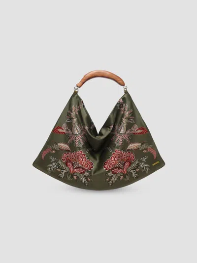 Farm Rio Women's Scarf Large Hobo Bag In Green
