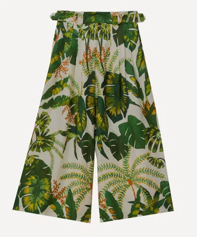 Farm Rio Women's Tropical Forest Off-white Trousers In Green