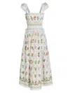 Farm Rio Off-white Tropical Porcelain Organic Cotton Maxi Dress In White
